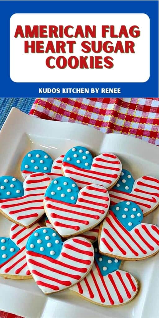 Red, white and blue American flag heart cookies.