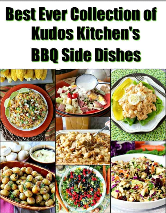 A title text collage image of 7 different BBQ side dishes