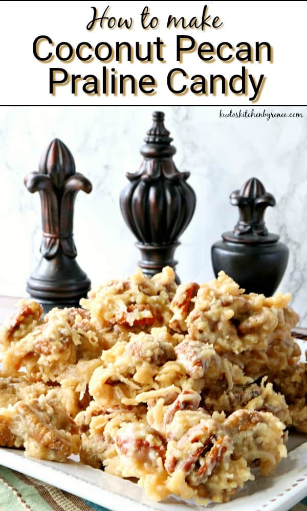 Coconut Pecan Praline Candy Title Text vertical image