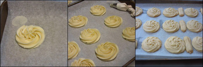 Photo collage of how to make Viennese Whirls.