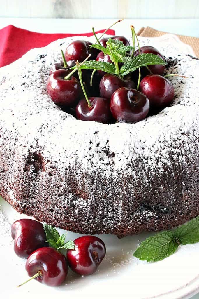 Amarena Cherry and Chocolate Marbled Heart Bundt Cake