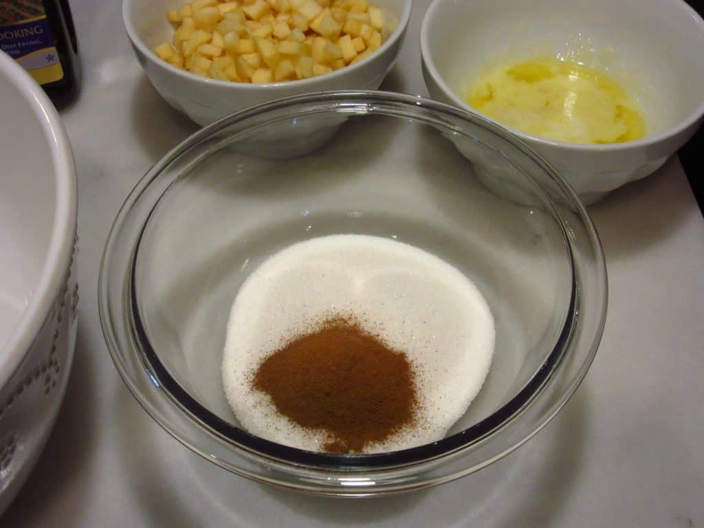 Cinnamon and sugar in a bowl.