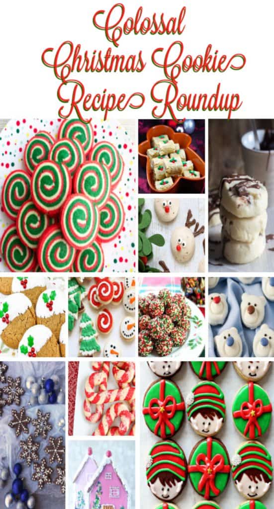 Colossal Christmas Cookie recipe roundup title text collage images.