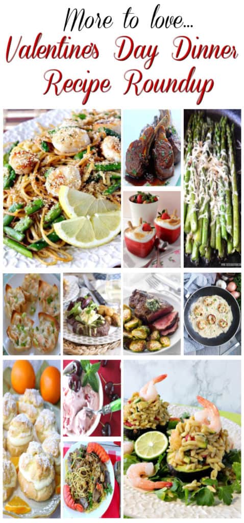 A title text vertical collage of Valentine's Day recipe roundup photos.