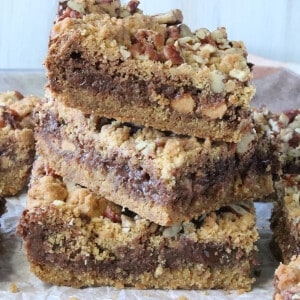 A stack of three Nutella Cookie Bars.