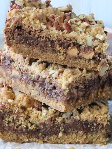 A stack of three Nutella Cookie Bars.