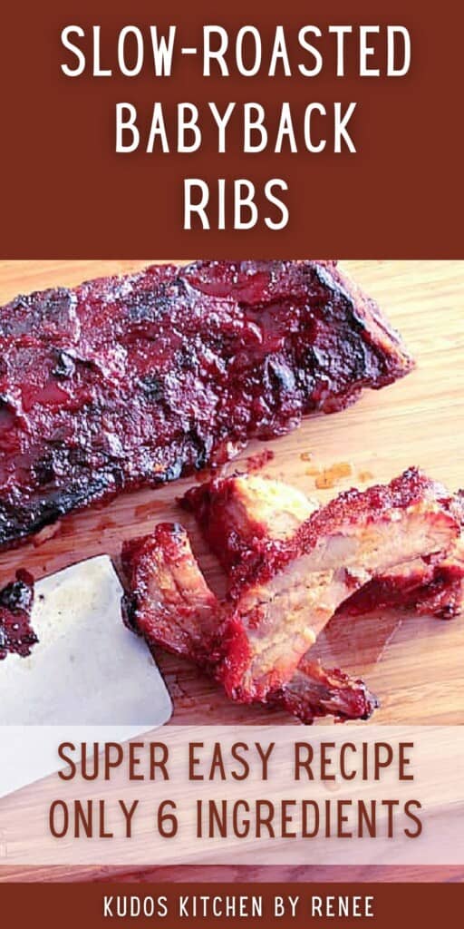 A Pinterest Pin for Slow-Roasted Baby Back Ribs.