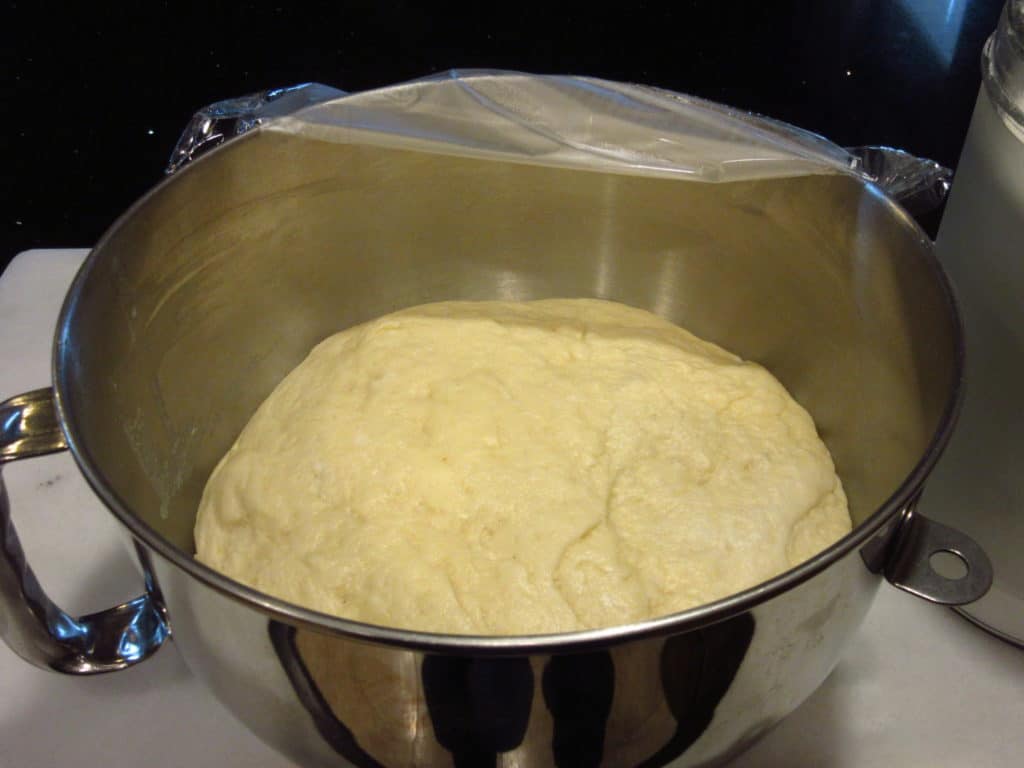 Risen dough in a bowl.