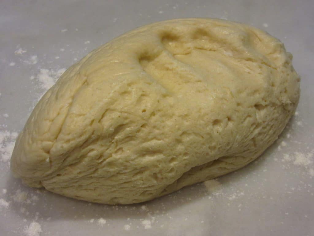 Dough on a floured counter.