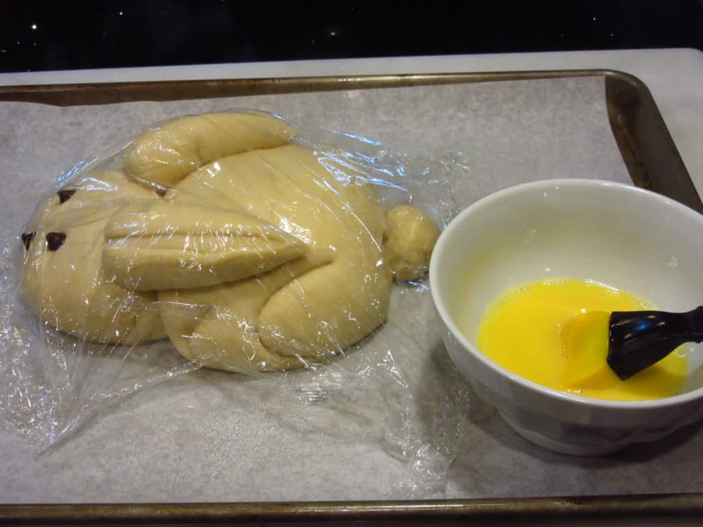 Bunny bread with egg wash.