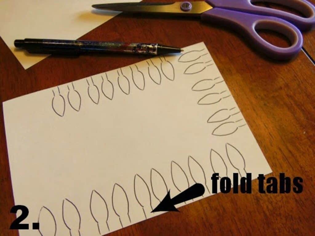 Template of bunny ears on a sheet of paper.