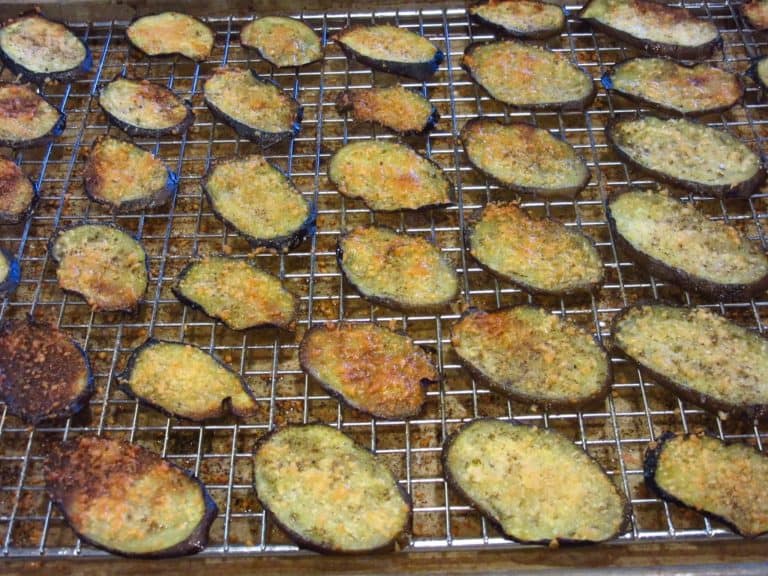 Crispy Baked Eggplant Chips with Basil and Parmesan Recipe
