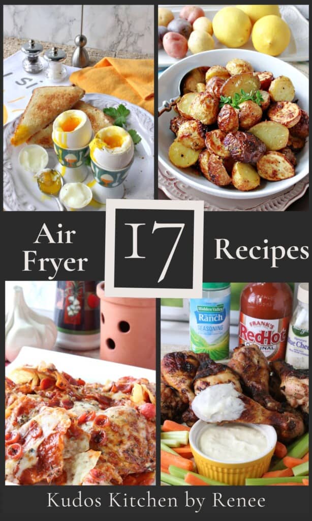 A Pinterest air fryer recipe collage with a title text.