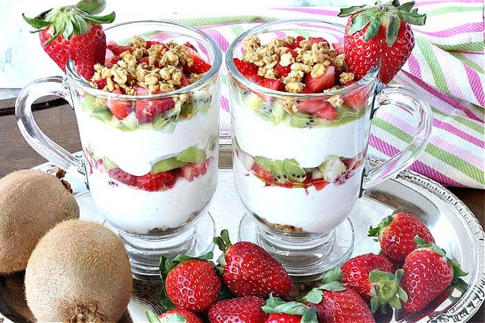 Greek Yogurt Parfaits with Strawberries and Kiwi