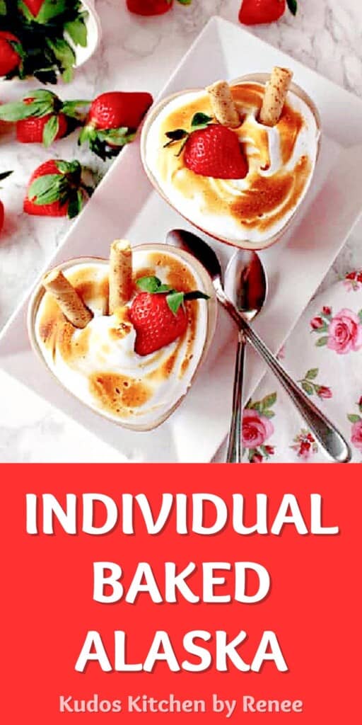 A Pinterest image for Individual Baked Alaska with a title text.