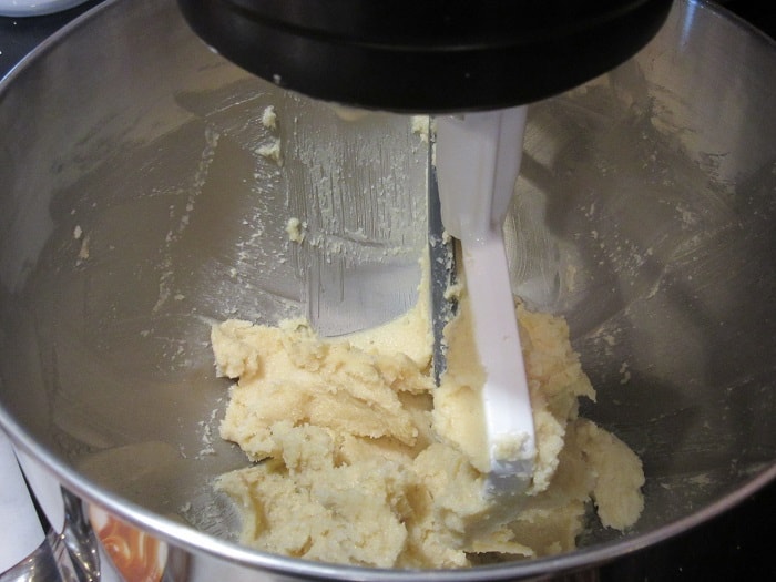 Creamed butter and sugar in a stand mixer.