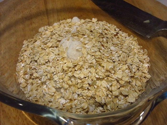 Oats in a glass bowl.