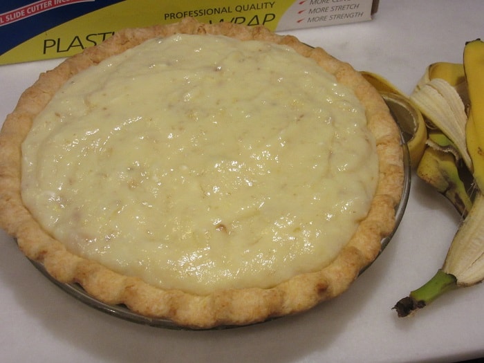 A custard topped Banana Cream Pie.