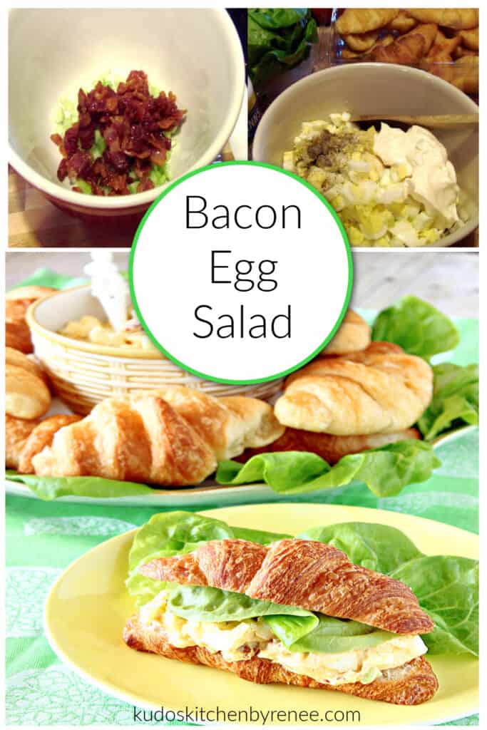 A Bacon Egg Salad photo collage along with a title text overlay graphic.