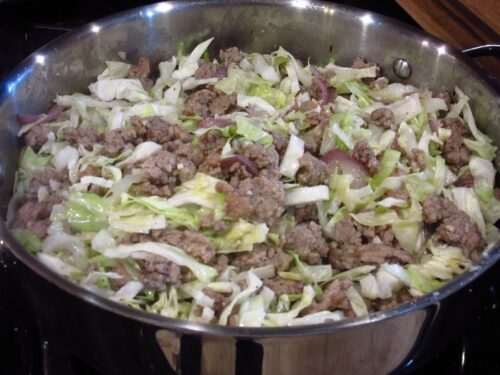Low-Calorie Ground Pork and Cabbage Skillet - Kudos Kitchen
