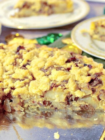 The inside view of an Irish Cheese and Potato Tart.