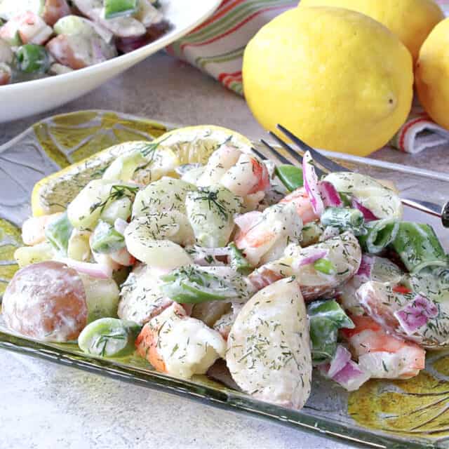 Dilled Cucumber Salad with Shrimp, Snap Peas and Potatoes Recipe Kudos Kitchen