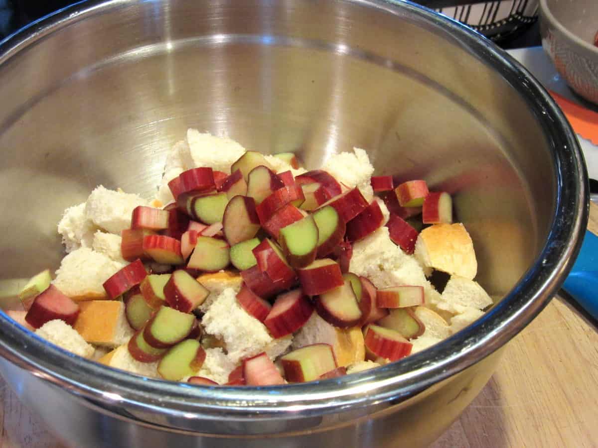 Fresh rhubarb in a bowl.