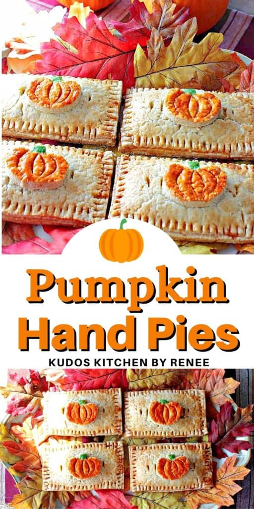 A two image vertical collage of Pumpkin Hand Pies along with a cute title text overlay graphic.