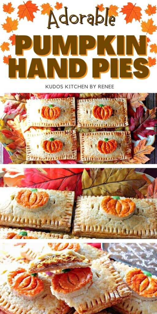 A Pinterest image for Pumpkin Hand Pies along with a title text.