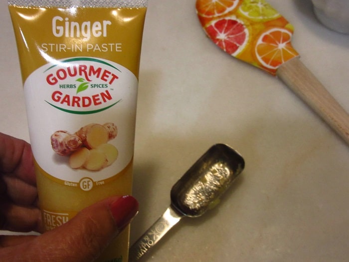 Ginger paste as an ingredient.