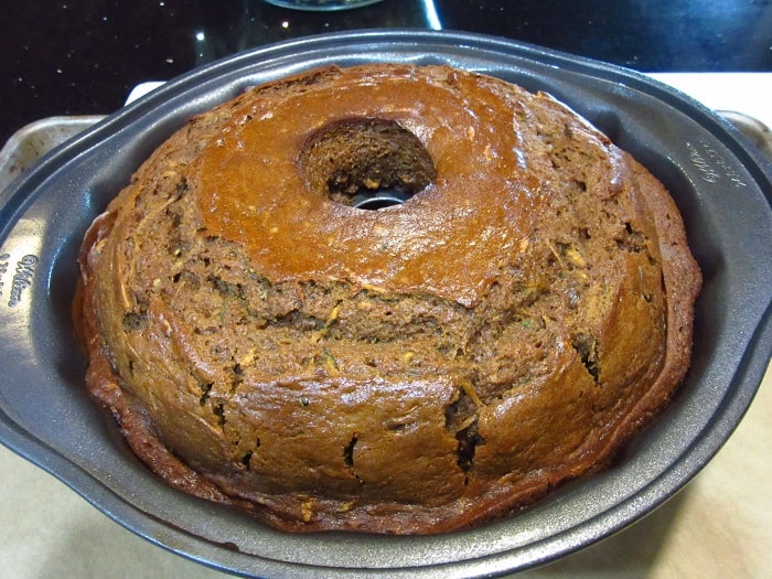 Gingerbread Bundt Cake with Zucchini right after baking.