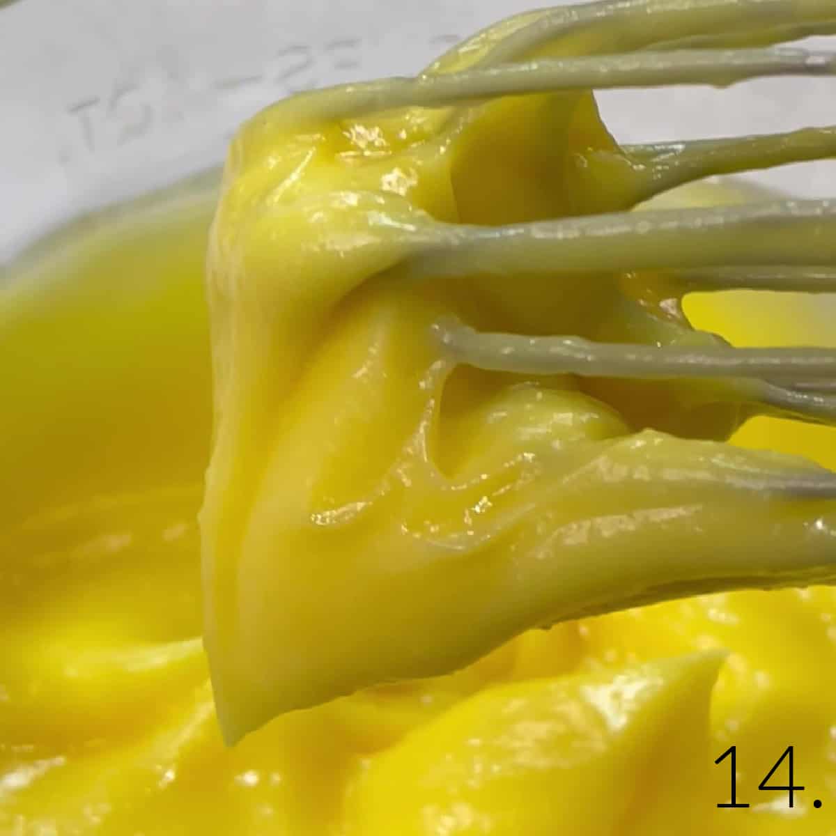 Thick yellow vanilla pudding for Boston Cream Cupcakes.