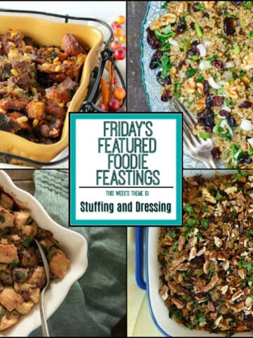 A four image collage of Stuffing and Dressing Recipes for a roundup.