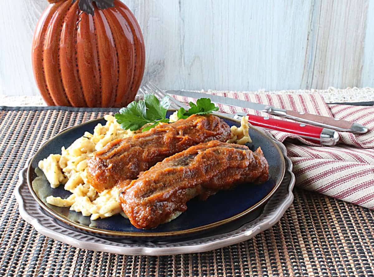 Seared Bratwurst in Pumpkin Curry Sauce Kudos Kitchen by Renee