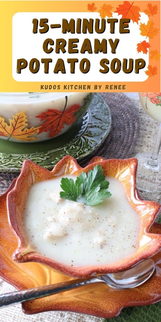 Pinterest image for 15-Minute Creamy Potato Soup.