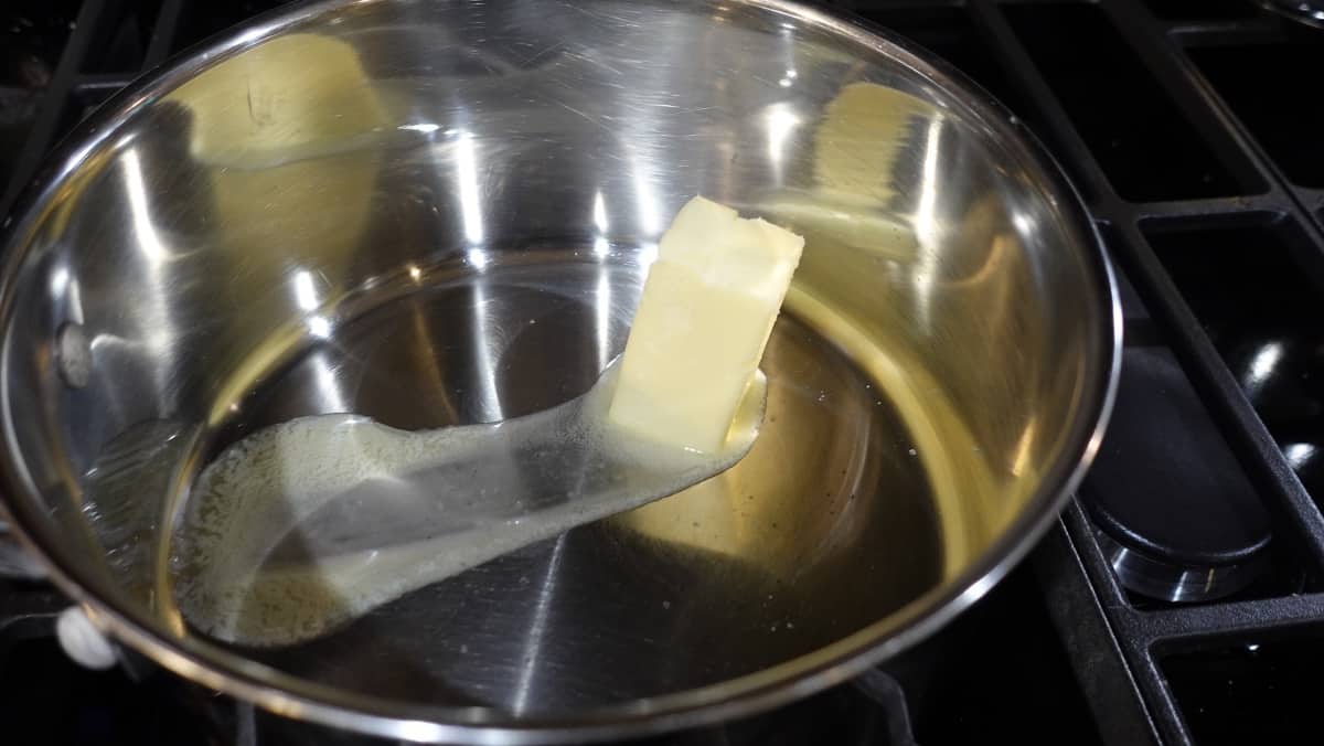 Melting butter in a saucepan.