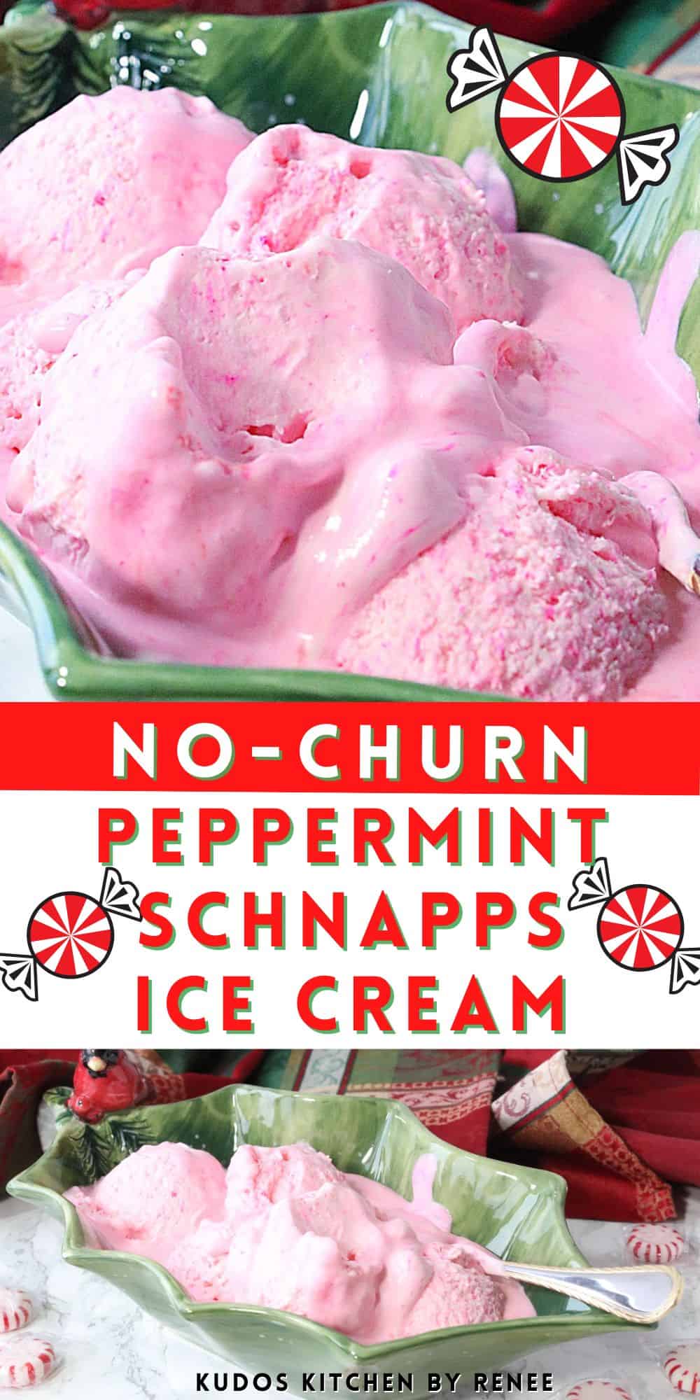 NoChurn Peppermint Schnapps Ice Cream Kudos Kitchen by Renee