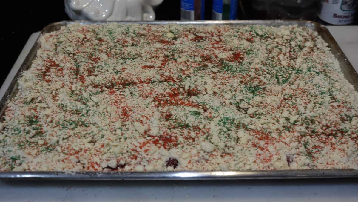 A tray of Kringle Kuchen right before baking.