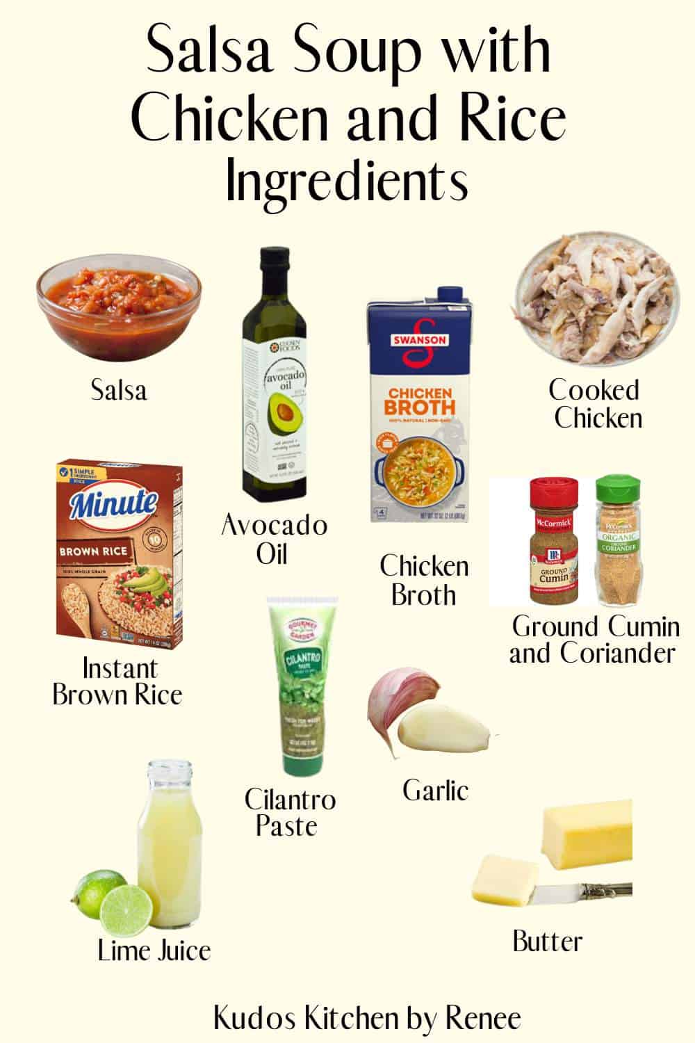 Visual ingredient list for how to make Salsa Soup.