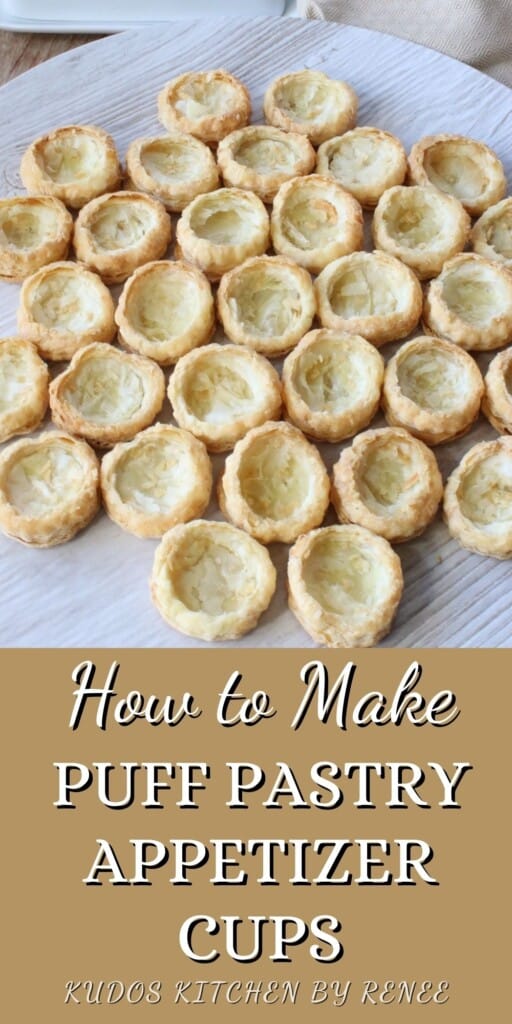 A title text pin image for How to Make Puff Pastry Appetizer Cups.