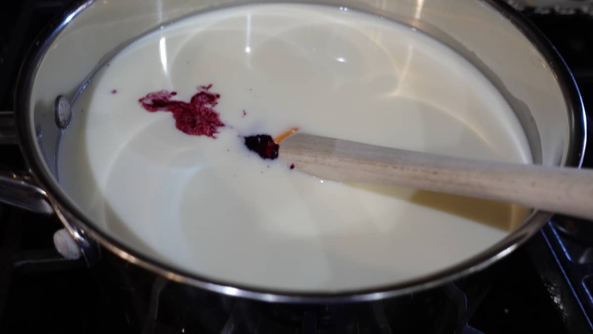 Berry juice added to a gelato base of cream and milk.