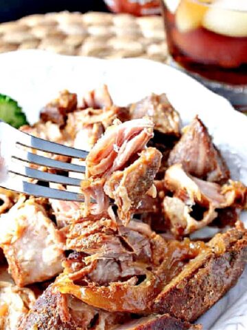 Root Beer Country Ribs on a fork.