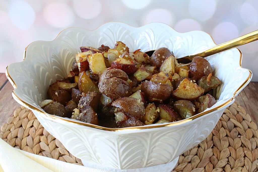 Roasted Potatoes with Onions and Parmesan - Kudos Kitchen by Renee