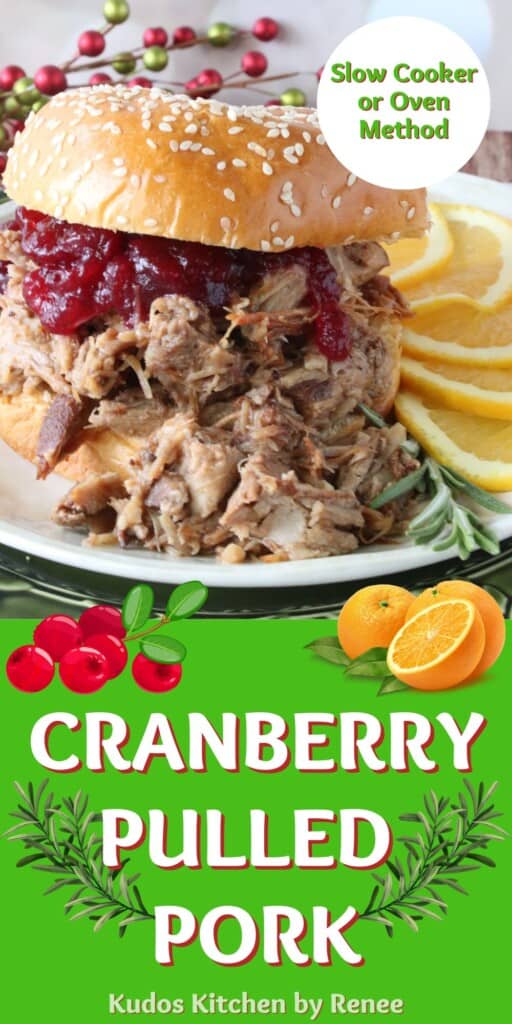 A Pinterest image for Slow Cooker Pulled Pork with a title text.