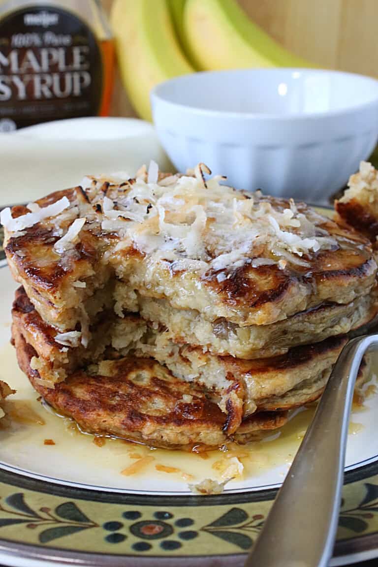 Oatmeal Pancakes with Banana and Coconut Kudos Kitchen by Renee