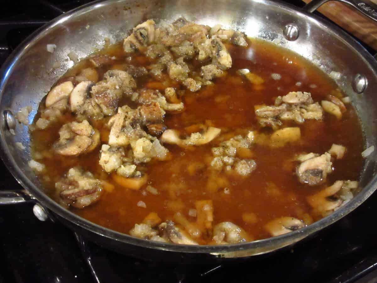Mushroom gravy in the making.