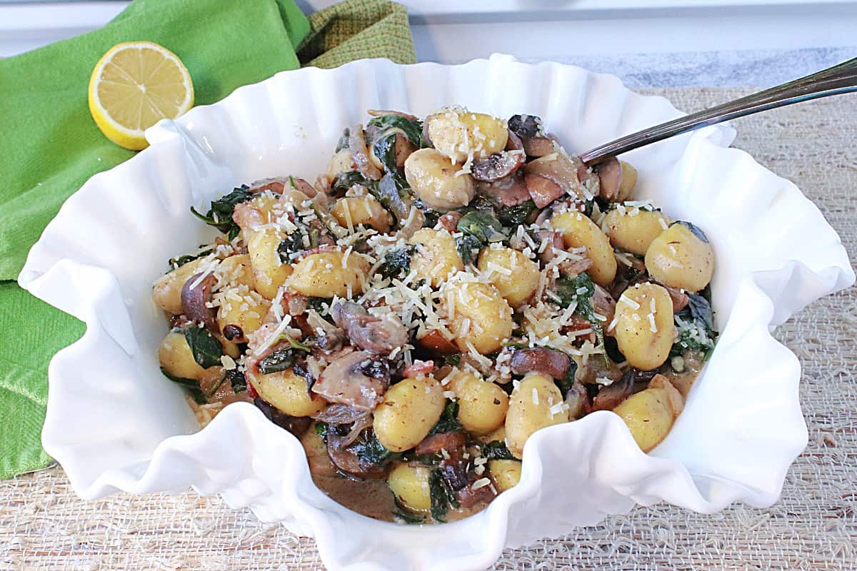Potato Gnocchi with Spinach and Mushrooms Kudos Kitchen by Renee