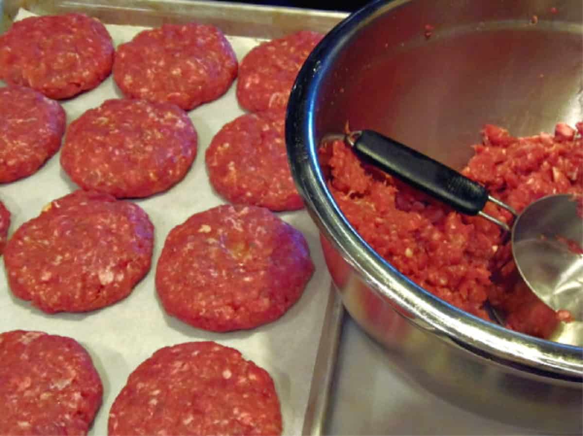 Making boneless short rib burgers with homemade ground beef.