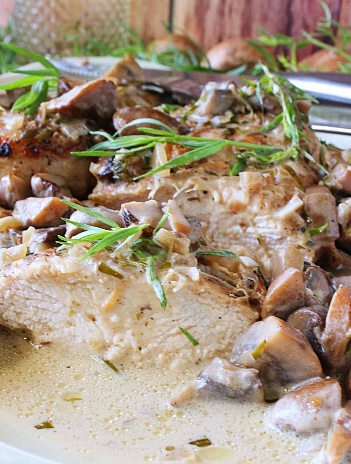 The inside of a tarragon chicken breast.