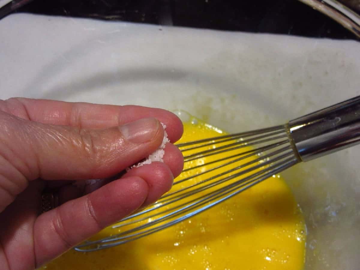 Fingers holding a pinch of salt.